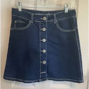 Almost Famous High Rise Denim Button Fly Skirt Size 1